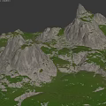 Park Landscape With Green Vegetation And Rolling Hills Terrain Model
