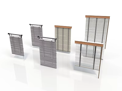 Various Home Window Blinds With Different Designs And Wooden Metal Frames 3d model
