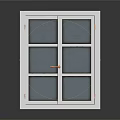 White Double Door Window With Glass Panes And Golden Handle For Home Use