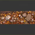 Garden Decorative Piece With Natural Stones And Colorful Autumn Fall Leaves