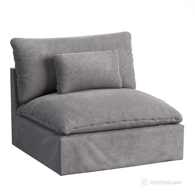 Modern Gray Fabric Single Sofa With Soft Cushion And Comfortable Design 3d model