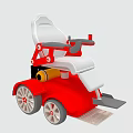 Medical Wheelchair with Red Frame White Seat and Armrests for Patient Mobility Support