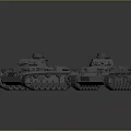 Two Gray Model Tanks With Cannon Tracks And Turret Design 3d model