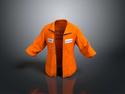 Orange Prisoner Jacket With White Labels And Number 2347 On Front Design 3d model
