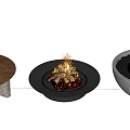 Various Outdoor Fire Pits Featuring Different Designs Wood Logs And Burning Flames