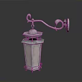 Vintage Metal Wall Lamp With Hexagonal Glass Shade And Curved Bracket