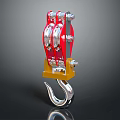 Heavy Duty Block and Tackle with Red Pulleys Yellow Base and Silver Hook