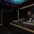 Modern SPA Sauna Room With Starry Ceiling Blue Lighting And Relaxation Beds