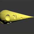 Yellow Crescent Shaped Cheese With Holes On Surface Against Dark Background