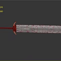 Worn Metallic Sword With Brown Hilt And Decorative Guard On Reflective Surface