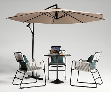 Leisure Table and Chair Outdoor Table and Chair Leisure Chair Sunshade 3d model