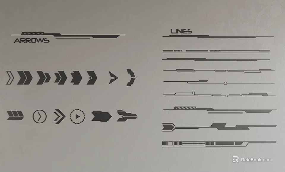 Billboard Design Elements Featuring Different Line Styles And Arrow Designs 3d model 