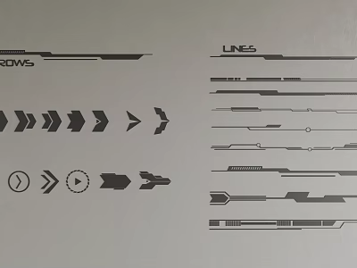 Billboard Design Elements Featuring Different Line Styles And Arrow Designs 3d model