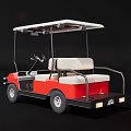 Red And White Golf Cart With Roof Two Seats White Seats And Black Tires