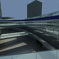 Modern Commercial Street With Glass Facade Multi Level Design And Open Urban Space