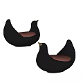 Two Modern Stylish Bird Shaped Black Stools With Pink Cushions 3d model