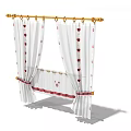 White Curtains With Red Heart Patterns Golden Rod And Red Trim Tiebacks