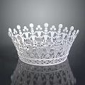 Silver Ornate Crown With Hollow Out Design Fashion Clothing Accessory