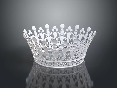 Silver Ornate Crown With Hollow Out Design Fashion Clothing Accessory 3d model