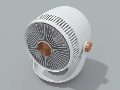 White Modern Air Cooler Fan with Circular Design and Copper Control Knob 3d model