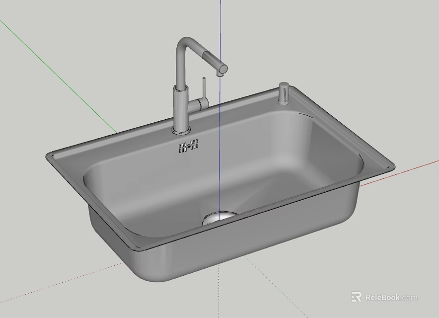 Stainless Steel Single Bowl Kitchen Sink With Modern Faucet For Home Kitchen Use 3d model 