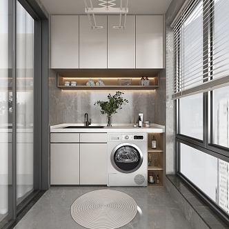 modern balcony washing machine cabinet 3d model