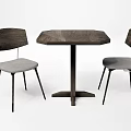 Modern Octagonal Wooden Dining Table Set With Grey Padded Seats And Metal Legs