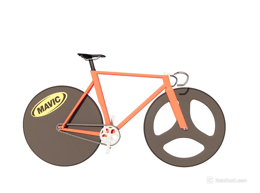 Orange Bicycle With MAVIC Logo Large Disc Wheels And Sleek Frame Design 3d model 