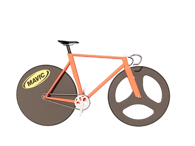 Orange Bicycle With MAVIC Logo Large Disc Wheels And Sleek Frame Design 3d model