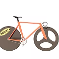Orange Bicycle With MAVIC Logo Large Disc Wheels And Sleek Frame Design