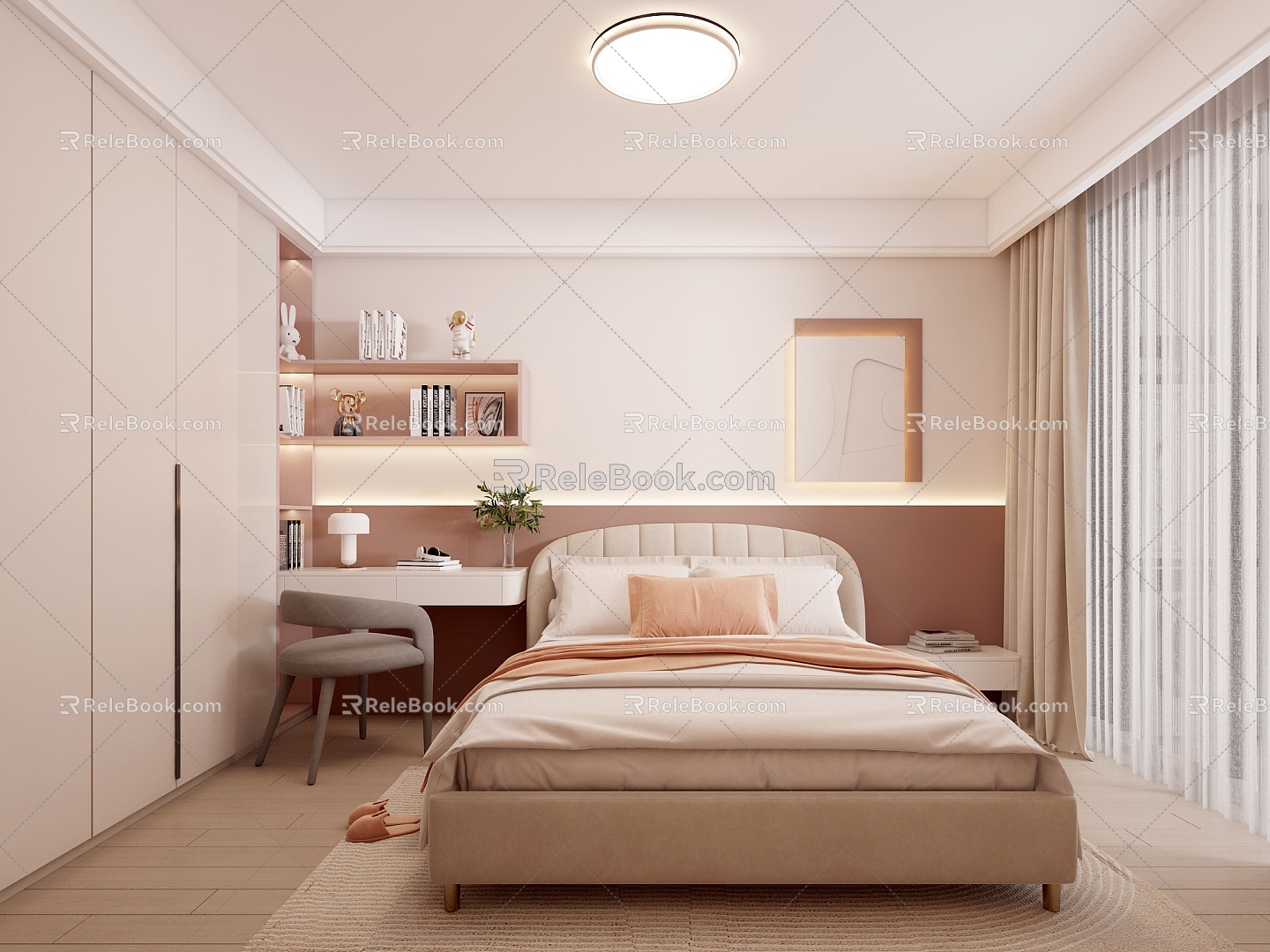 Modern Children's Room Girls Room Bedroom 3d model