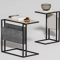 Stylish Modern Side Table With Metal Frame And Top Featuring Books And Woven Basket