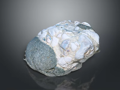 Natural Decorative Stone With Gray White Textured Surface For Home Decoration Projects 3d model