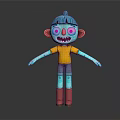 Cartoon Game Movie Character With Blue Skin Open Arms Yellow T-Shirt And Red Boots