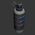 Black Cylindrical EMP Weapon Design With Glowing Blue Tactical Military Device