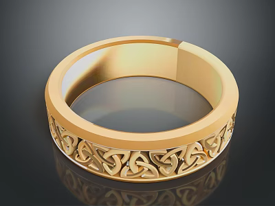 Gold Decorative Ring With Intricate Celtic Knot Pattern For Daily Use 3d model