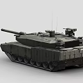 Modern Gray Armored Main Battle Tank With Turret Cannon And Tracks