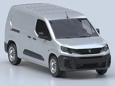 Silver Commercial Cargo Van With Modern Front Grille And Sleek Design 3d model