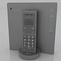 Digital Desktop Phone with Numeric Keypad Screen Display Charging Base and Communication Icons Panel 3d model
