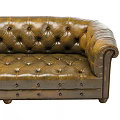 Classic Brown Leather Three Seater Sofa With Rolled Arms And Button Tufted Design 3d model