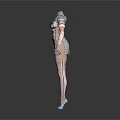 Fashion Mannequins In Fitted Golden And White Designer Outfits With Long Boots