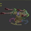 Futuristic Sci-Fi Weapon With Mechanical Structure Multiple Barrels Metallic Base And Yellow Accents 3d model