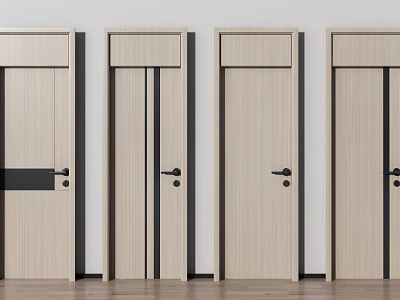 Stylish Wooden Hinged Doors With Light Wood Finish And Modern Designs 3d model