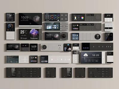 Modern Smart Switch Panels With Digital Displays Control Buttons And Multiple Designs 3d model