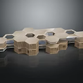 Hexagonal Wooden Modules Interconnected In Layered Modern Architectural Artistic Structure 3d model