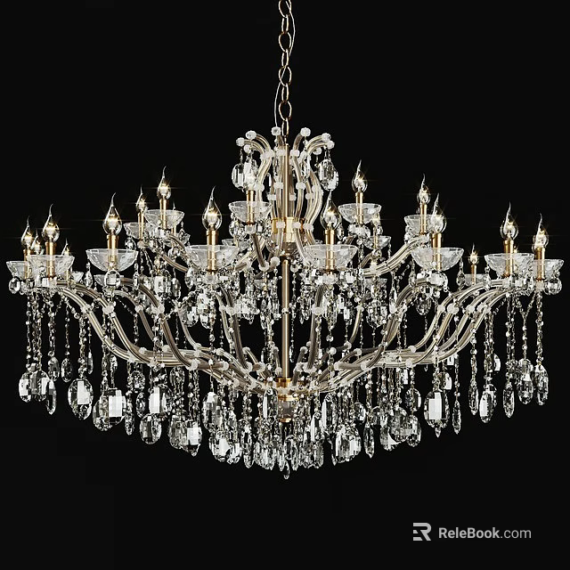 Ornate Crystal Chandelier With Multiple Candle Style Sockets And Hanging Crystal Pendants 3d model 