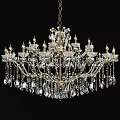 Ornate Crystal Chandelier With Multiple Candle Style Sockets And Hanging Crystal Pendants