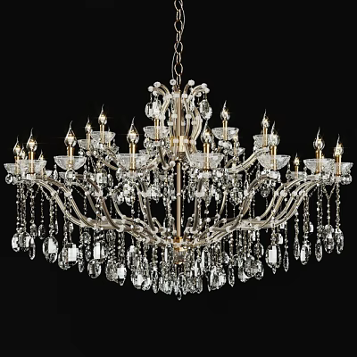 Ornate Crystal Chandelier With Multiple Candle Style Sockets And Hanging Crystal Pendants 3d model