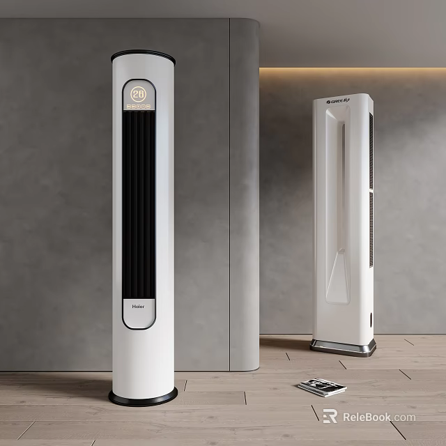 Modern White Tower Air Conditioner Fan With Smart Control For Indoor Home Use 3d model 
