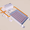 Sunmaster Solar Collector Device With Cylindrical Tank Orange Handle Transparent Panel On Metal Stand Frame
